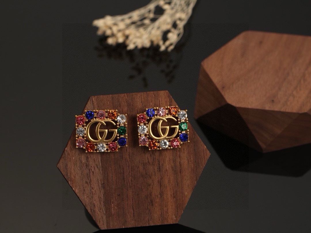 gucci gg marmont multicolor crystal earrings