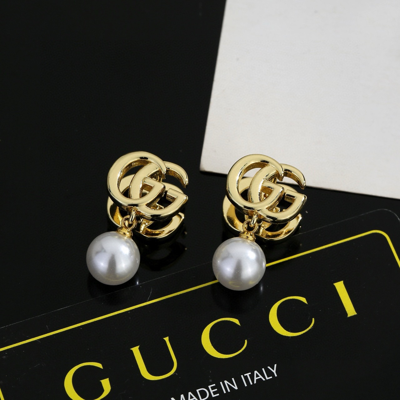 gucci gg marmont pearl drop earrings
