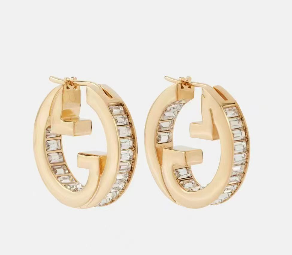 gucci blondie crystal hoop earrings