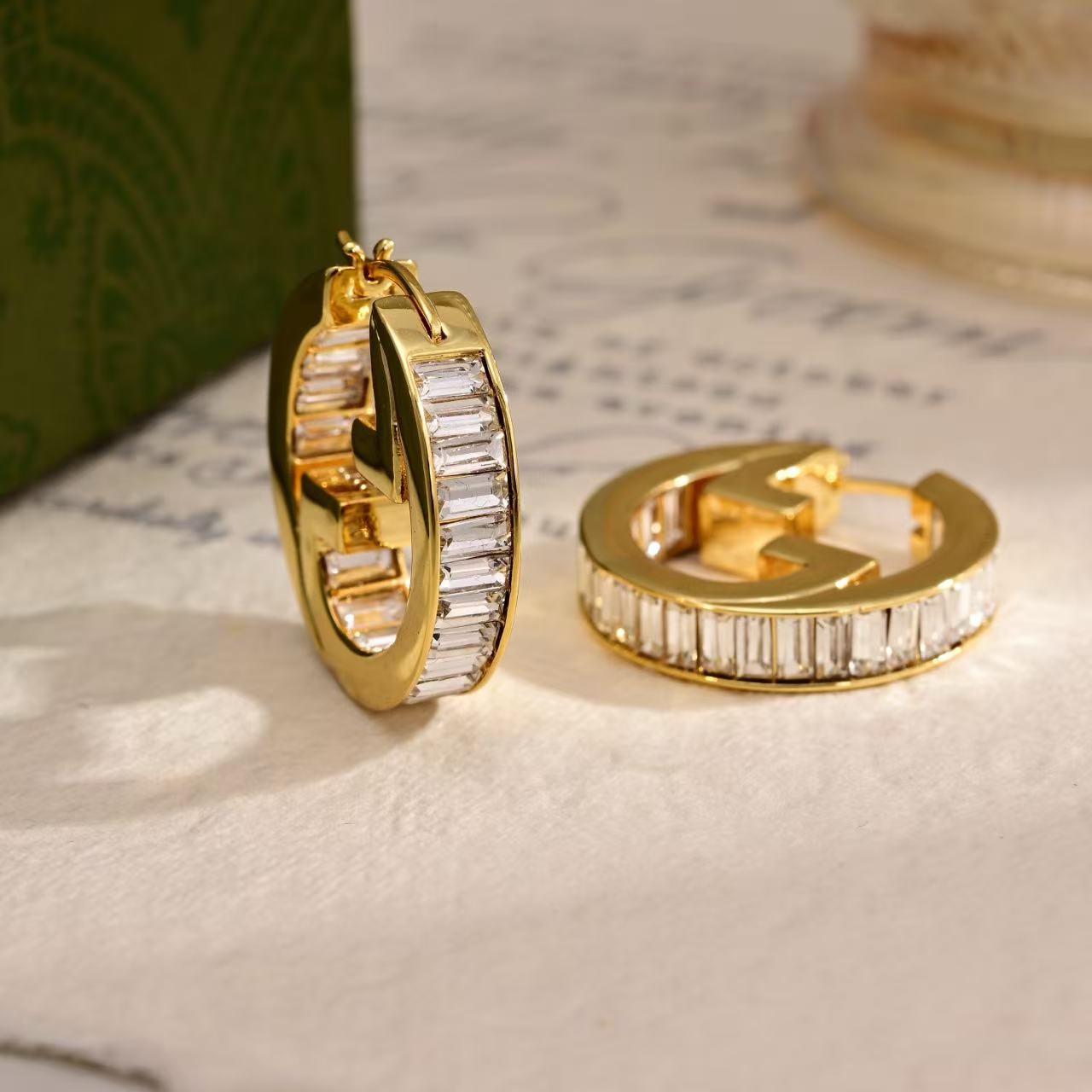 gucci blondie crystal hoop earrings