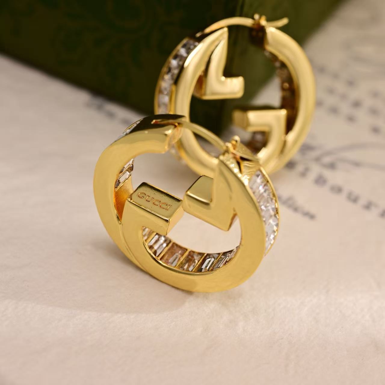 gucci blondie crystal hoop earrings