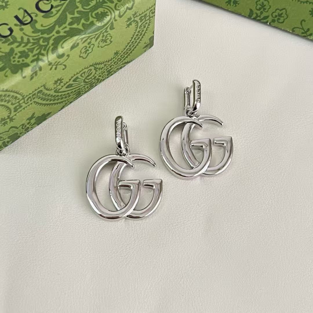 Gucci Plain GG Hoop Drop Earrings