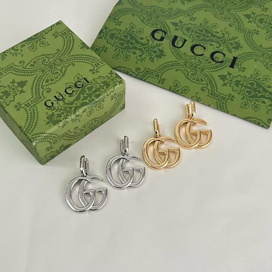 Gucci Plain GG Hoop Drop Earrings