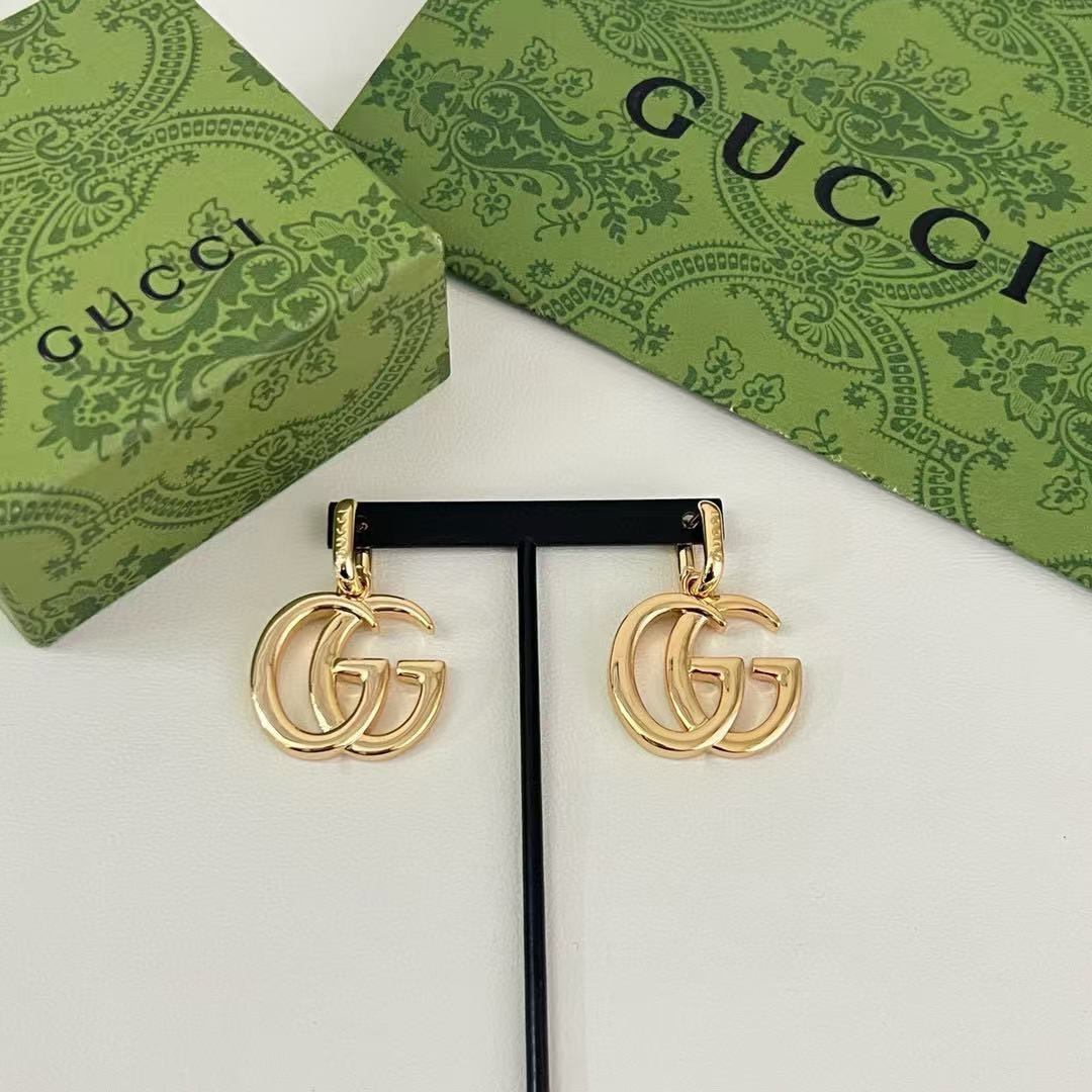 Gucci Plain GG Hoop Drop Earrings