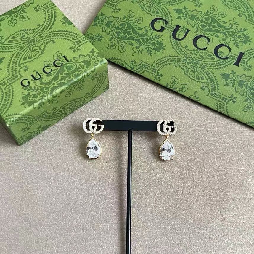 Gucci Water Drop Crystal GG Earrings