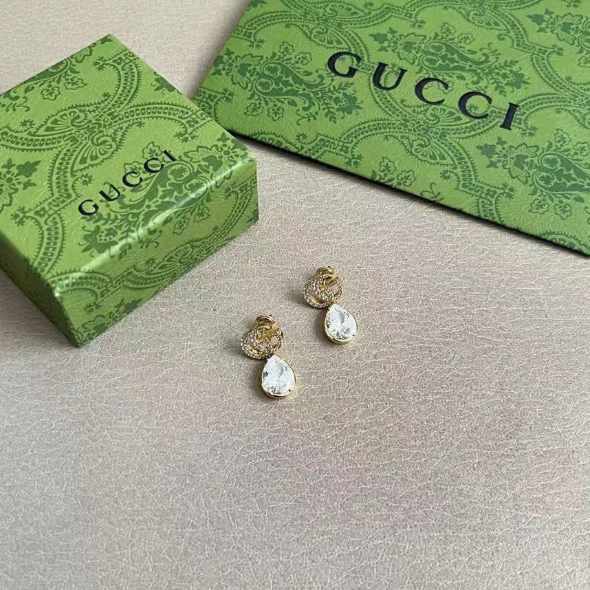 Gucci Water Drop Crystal GG Earrings