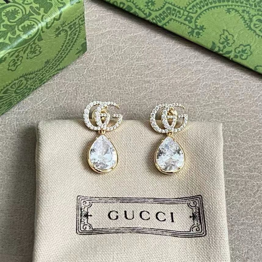Gucci Water Drop Crystal GG Earrings