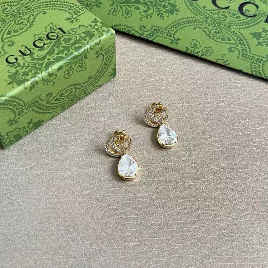 Gucci Water Drop Crystal GG Earrings