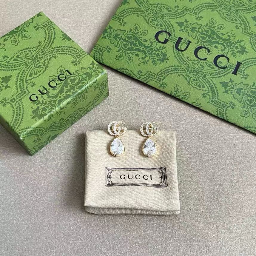 Gucci Water Drop Crystal GG Earrings