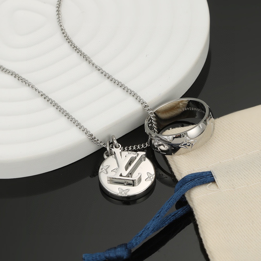 louis vuitton lv twig silver necklace