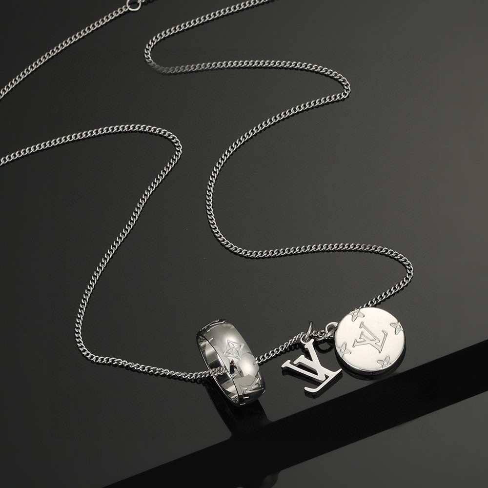 louis vuitton lv twig silver necklace