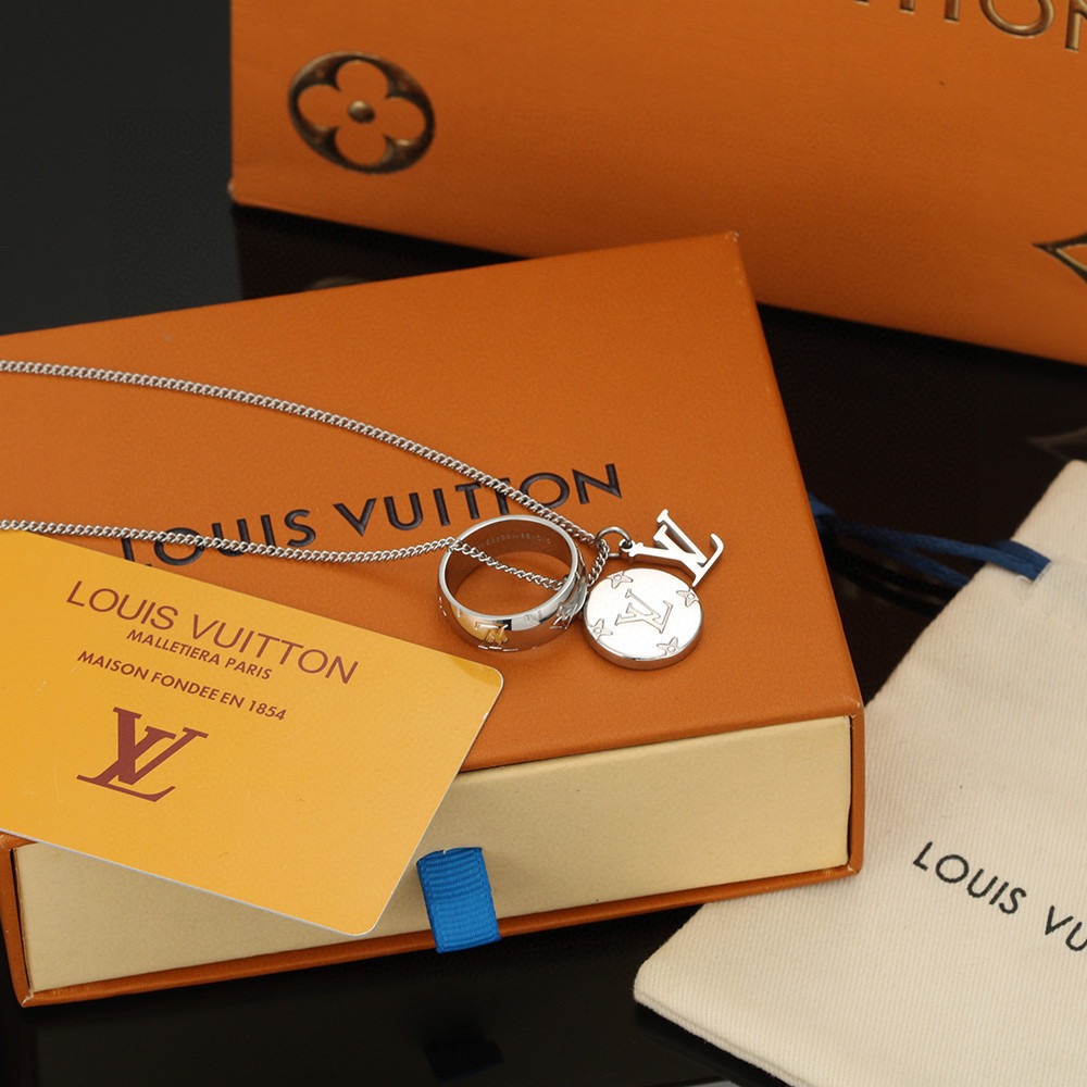 louis vuitton lv twig silver necklace
