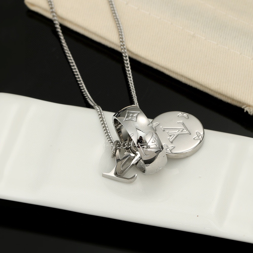 louis vuitton lv twig silver necklace