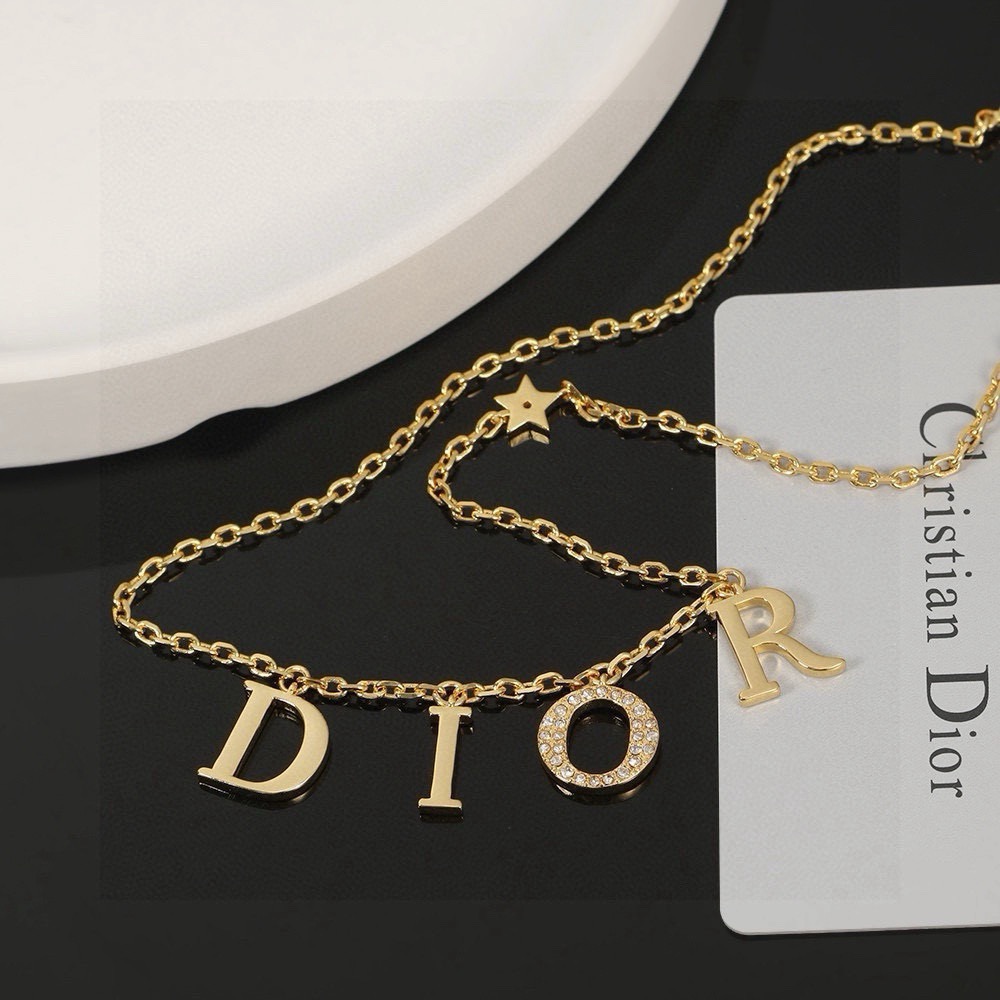 dior diorevolution gold letter charm necklace
