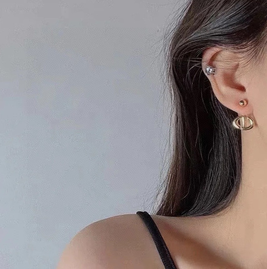 dior gold cd signature drop earrings