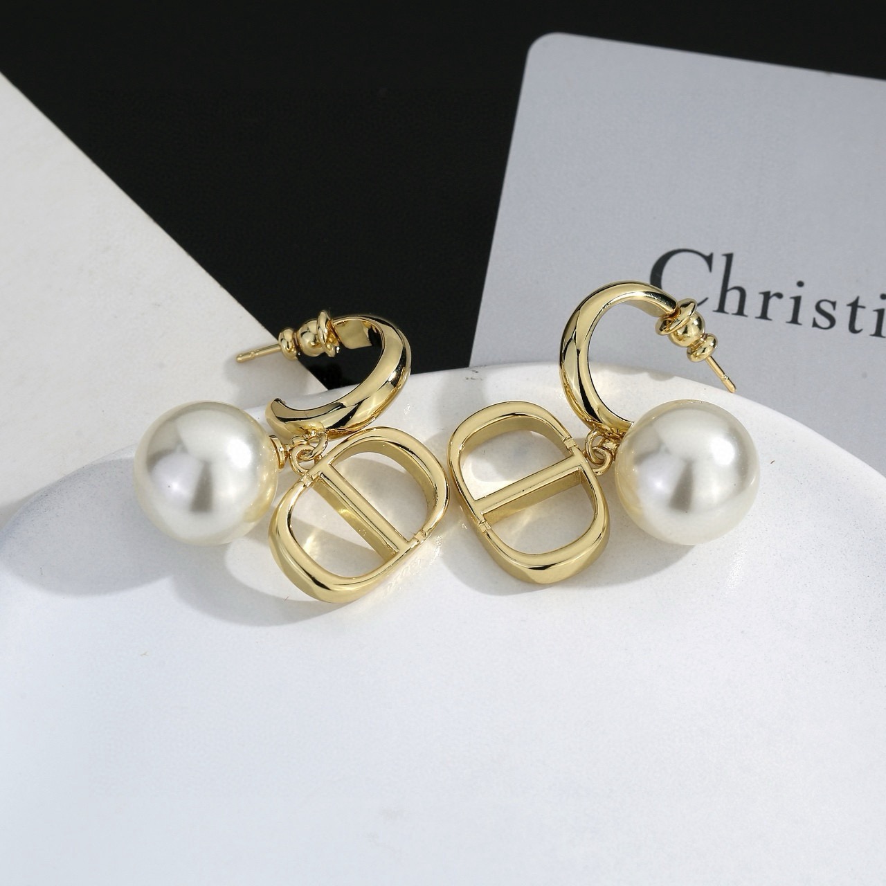 dior tribales new look pearl hoop earrings