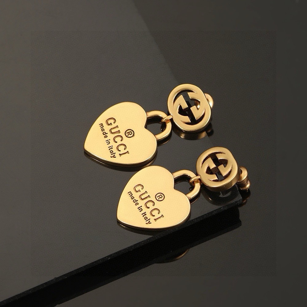 Gucci Gold Heart Dangling Earrings