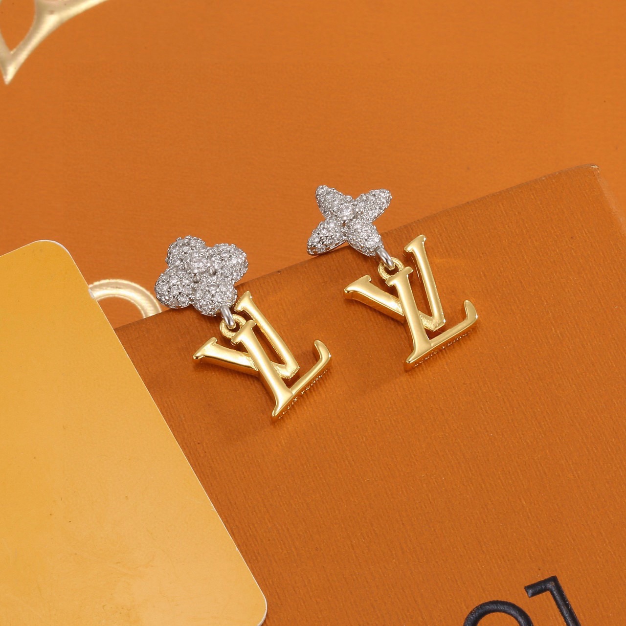 LV Two-Tone Flower Dangling Earrings
