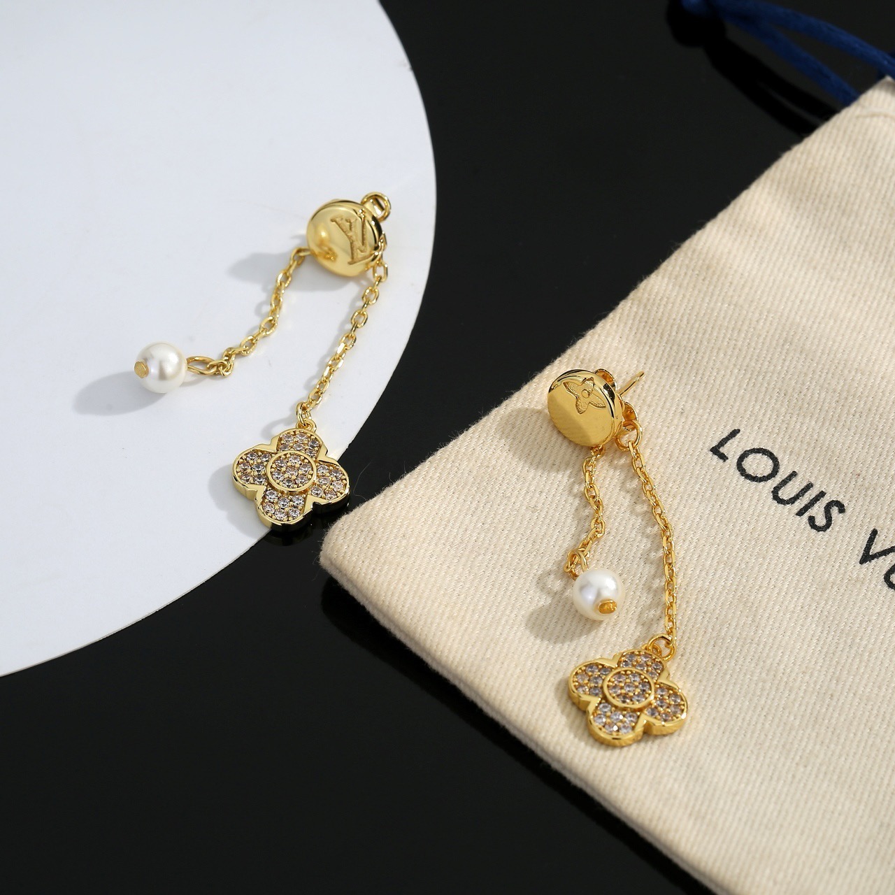 louis vuitton blooming pearl drop earrings