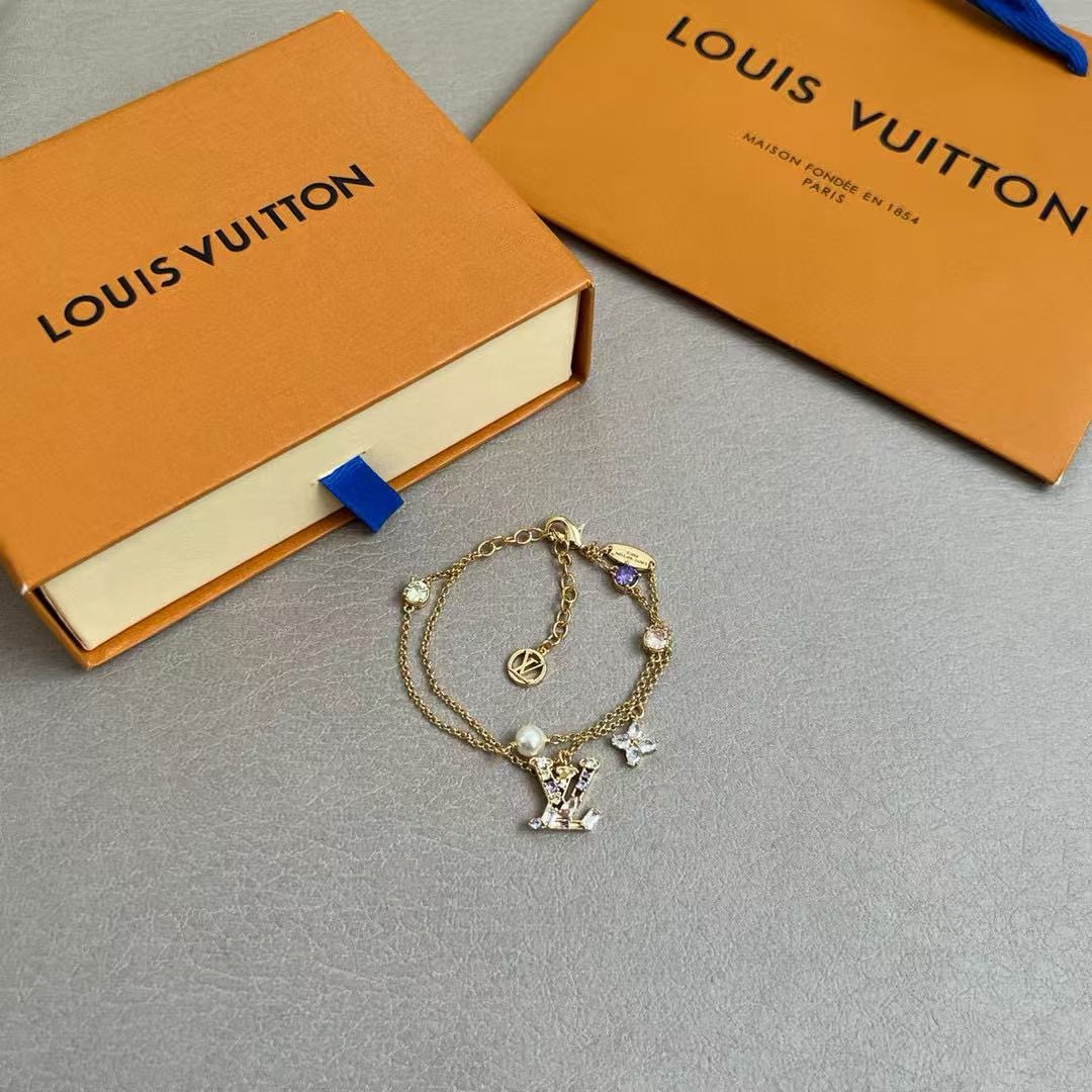 louis vuitton gold lv iconic charms bracelet