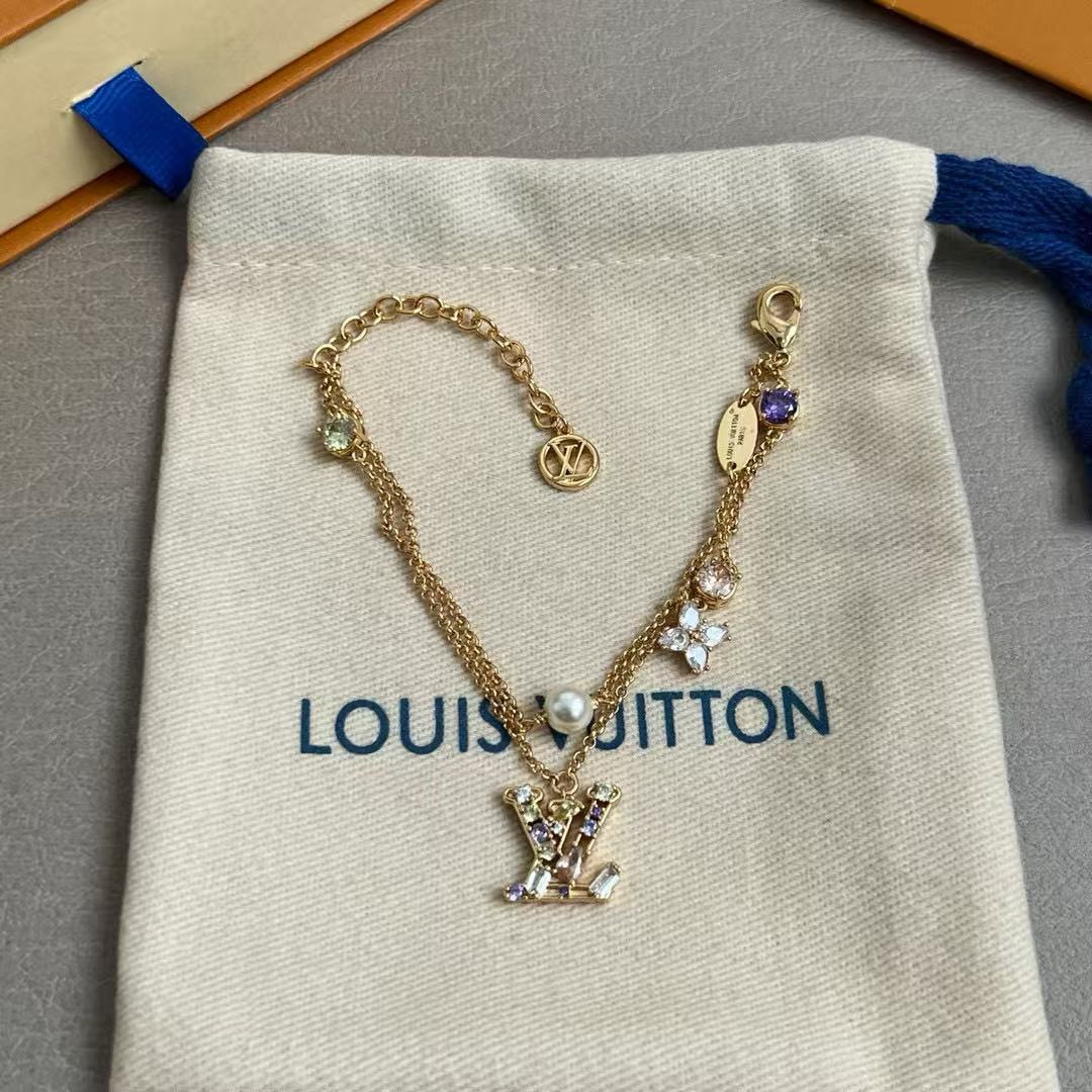 louis vuitton gold lv iconic charms bracelet