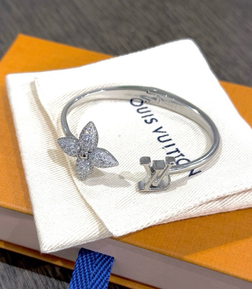 louis vuitton silver louisette strass bracelet