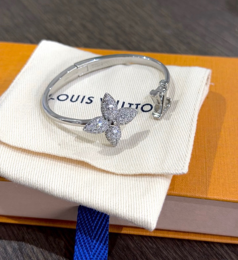 louis vuitton silver louisette strass bracelet