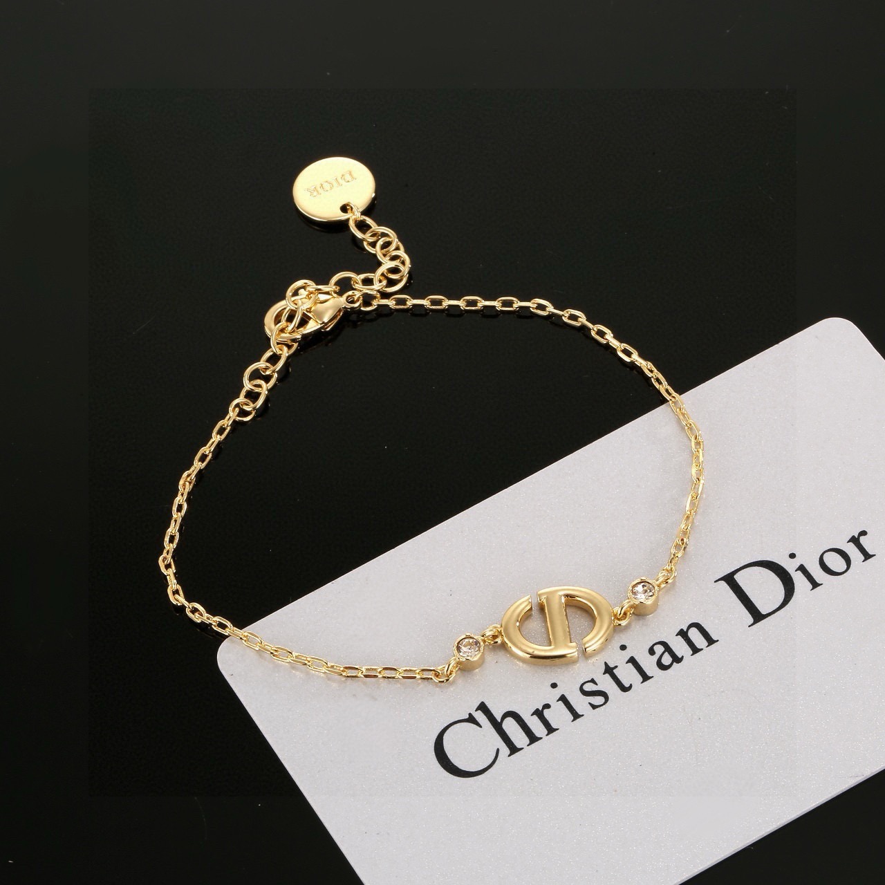 dior gold cd logo circle pendant necklace
