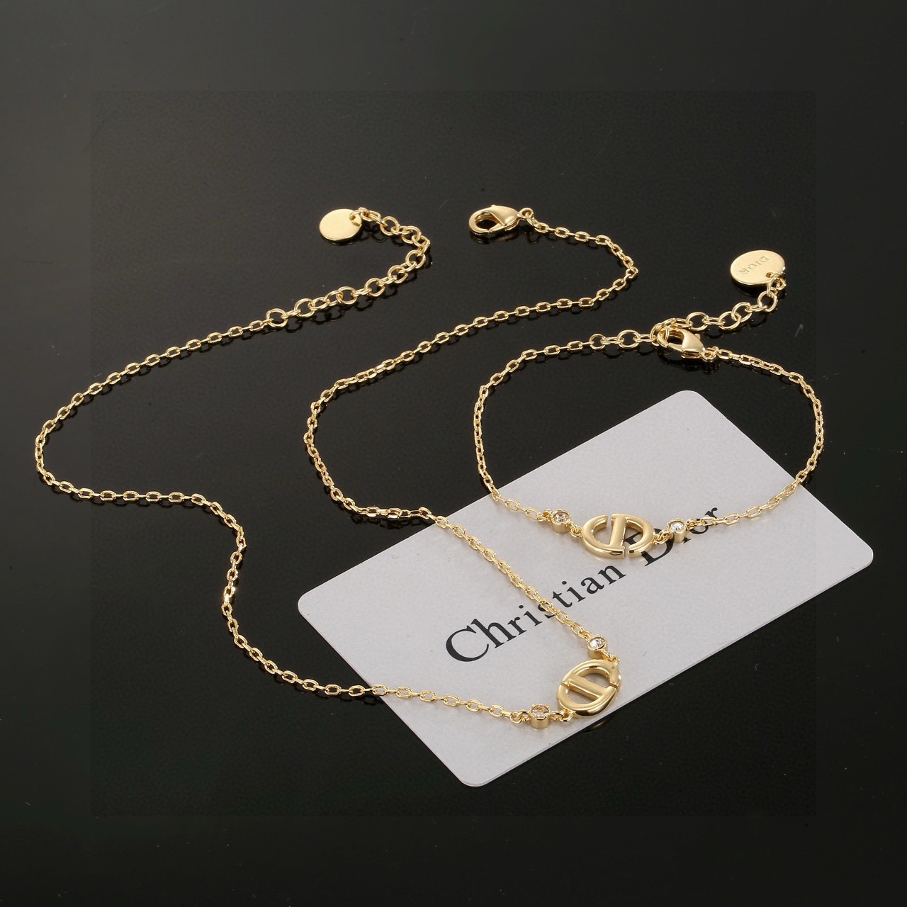 dior gold cd logo circle pendant necklace