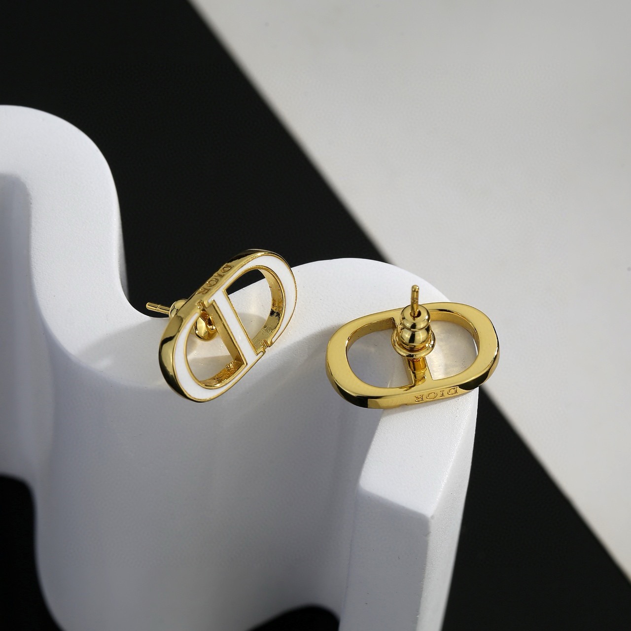 dior gold cd signature stud earrings