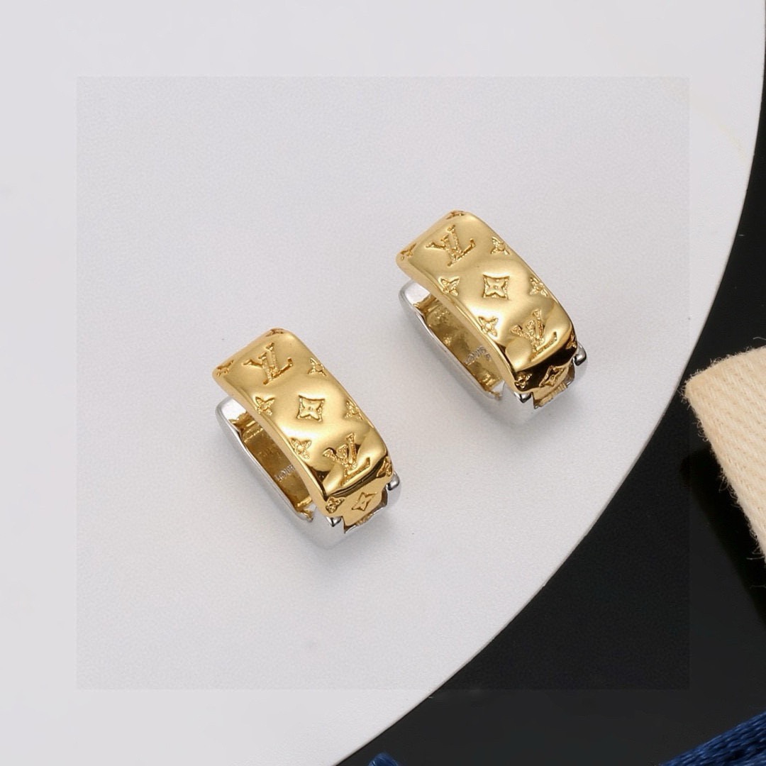 louis vuitton gold monogram flower hoop earrings
