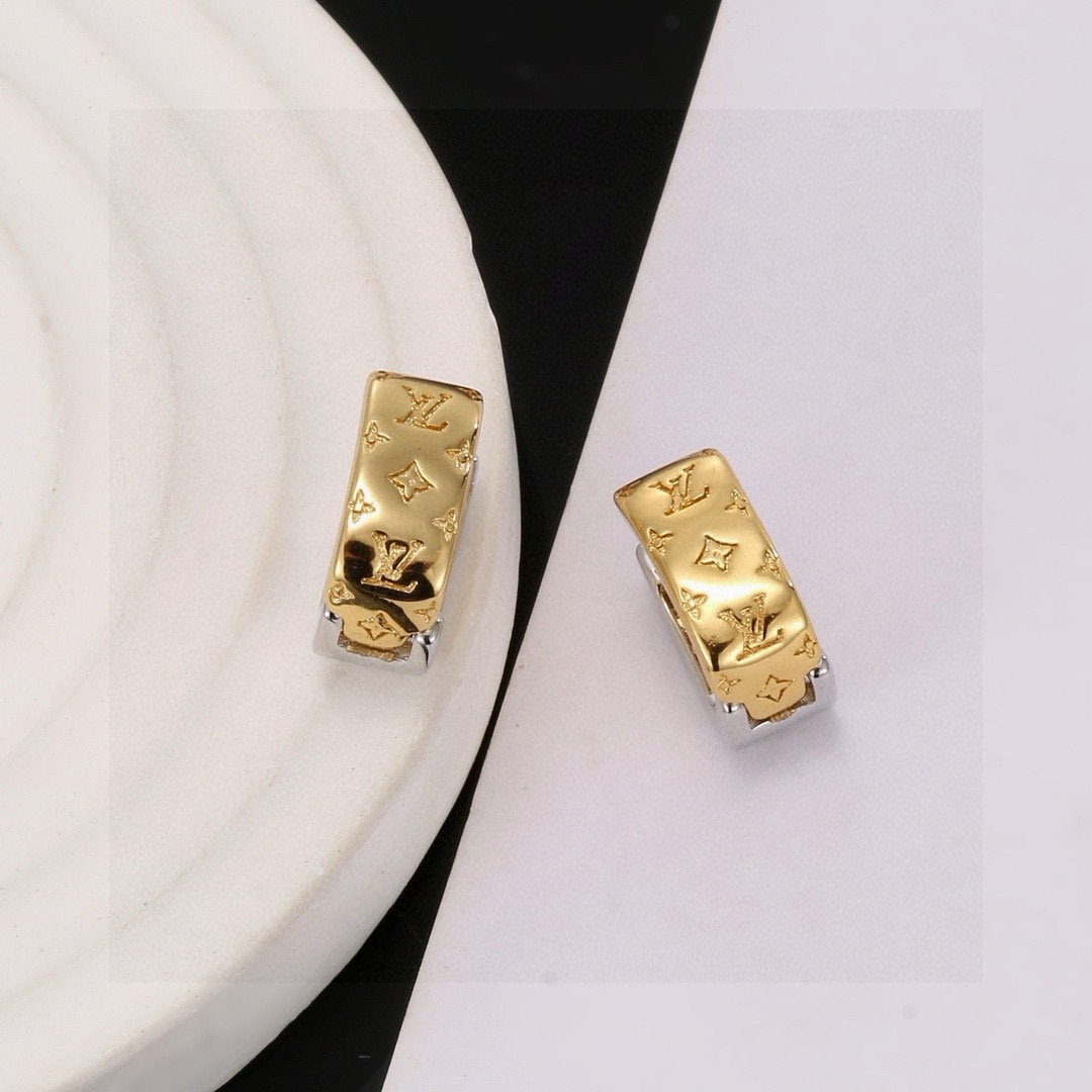louis vuitton gold monogram flower hoop earrings