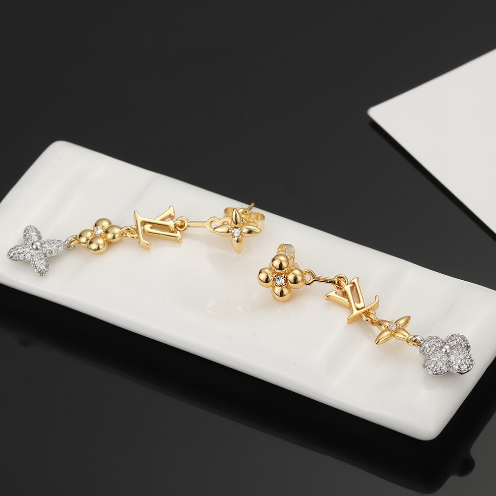 louis vuitton gold floral pearl drop earrings
