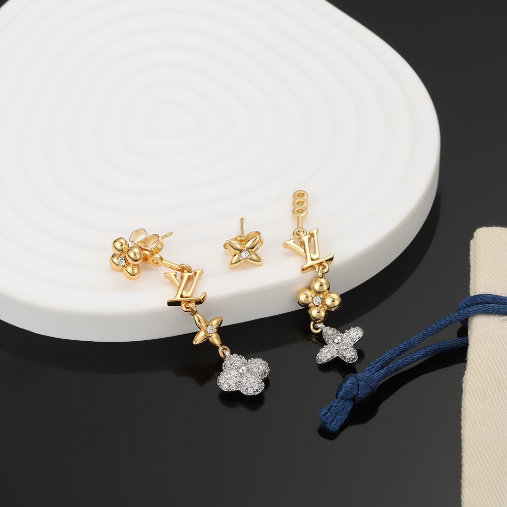 louis vuitton gold floral pearl drop earrings