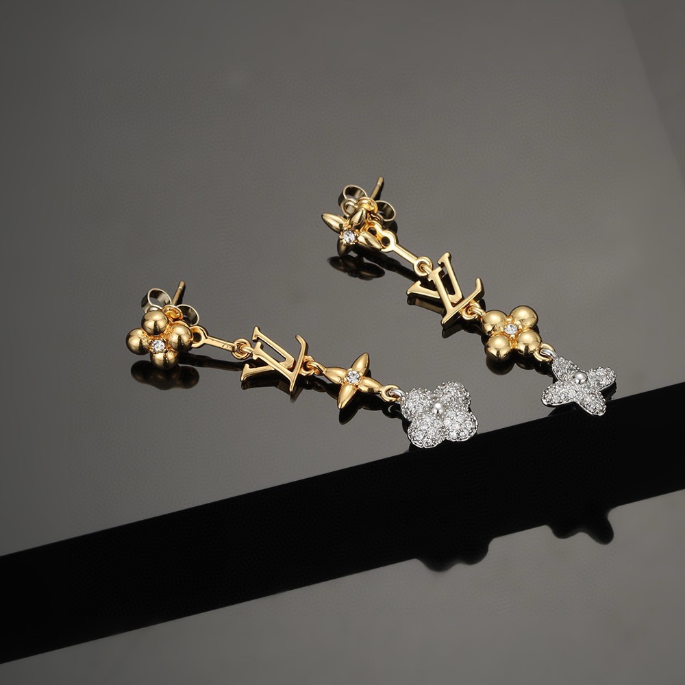 louis vuitton gold floral pearl drop earrings