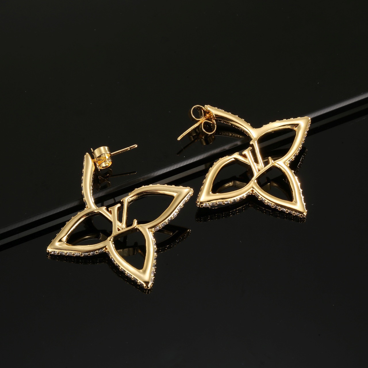 louis vuitton openwork monogram flower earrings