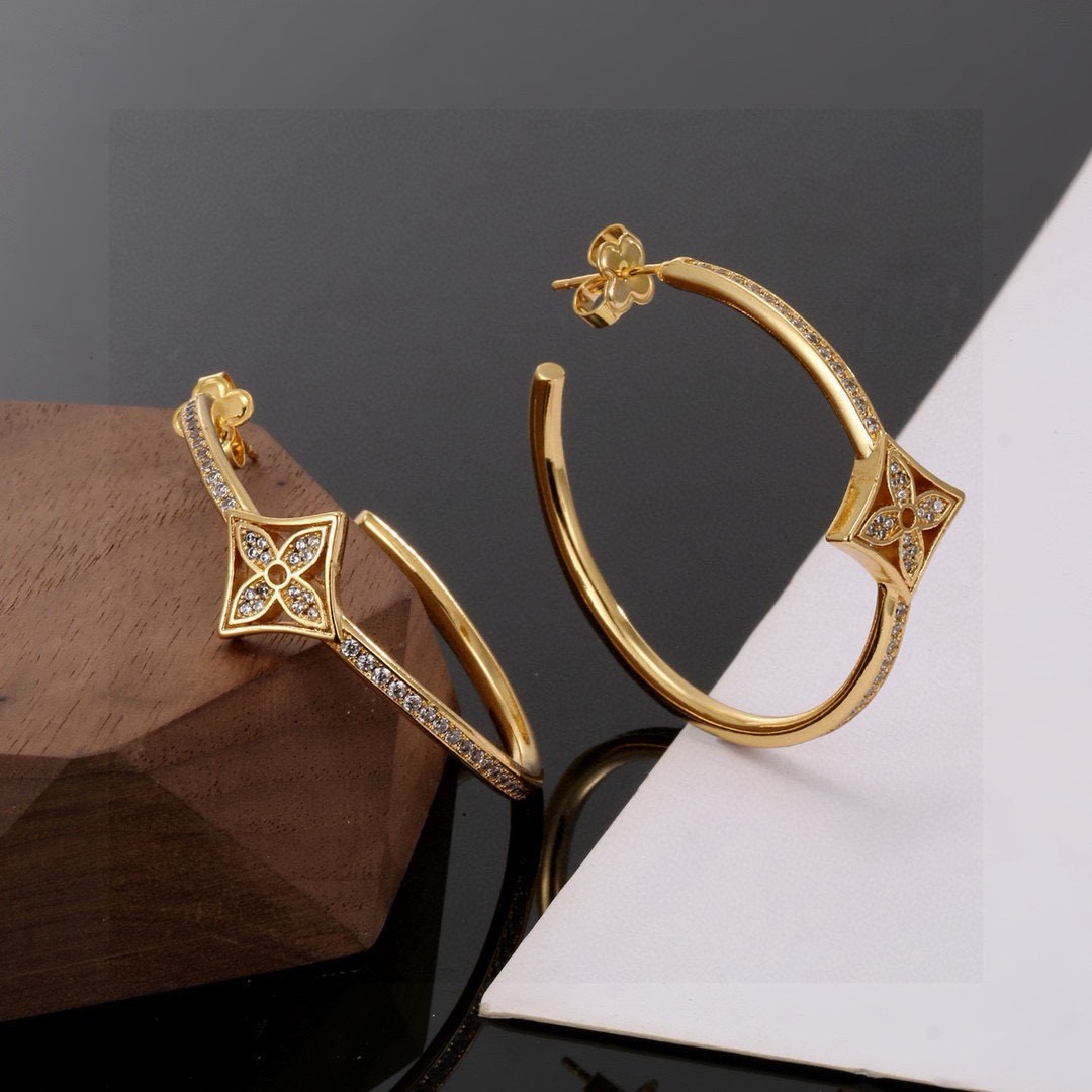 louis vuitton gold monogram flower hoop earrings