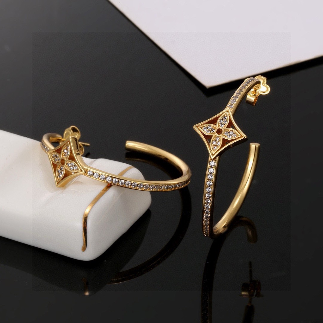 louis vuitton gold monogram flower hoop earrings