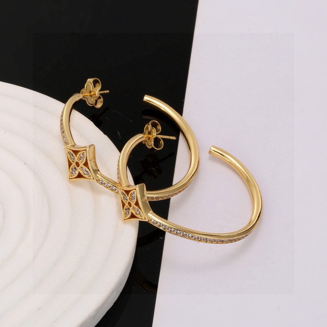 louis vuitton gold monogram flower hoop earrings