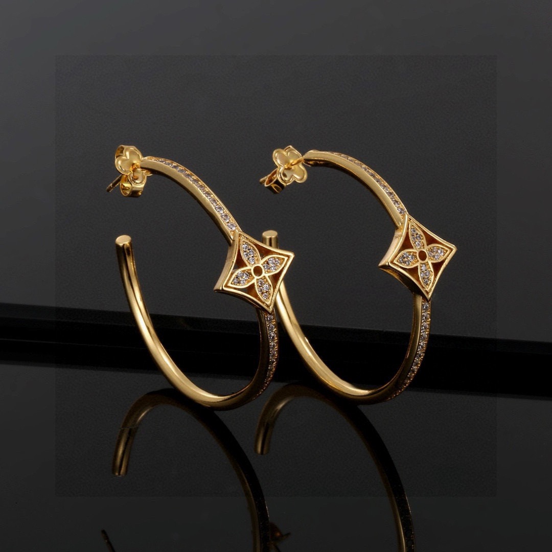 louis vuitton gold monogram flower hoop earrings