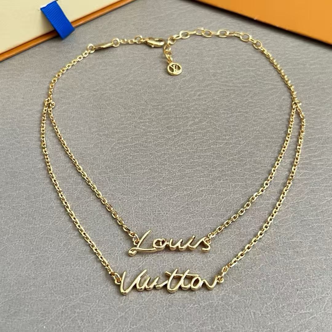 louis vuitton lv script necklace