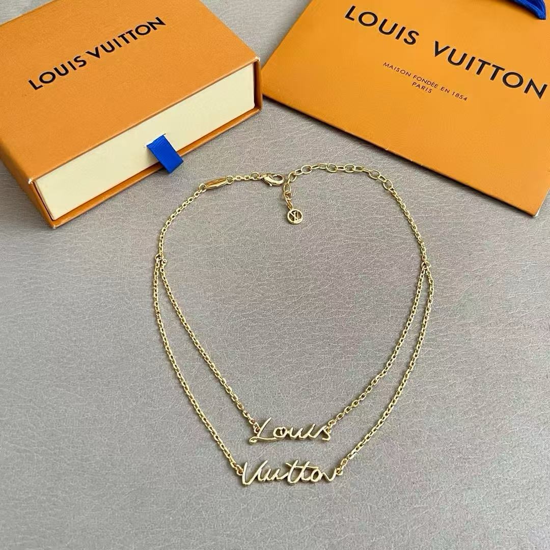 louis vuitton lv script necklace