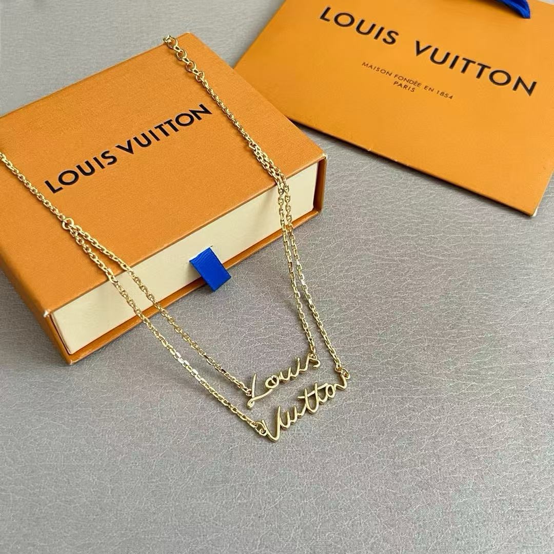 louis vuitton lv script necklace