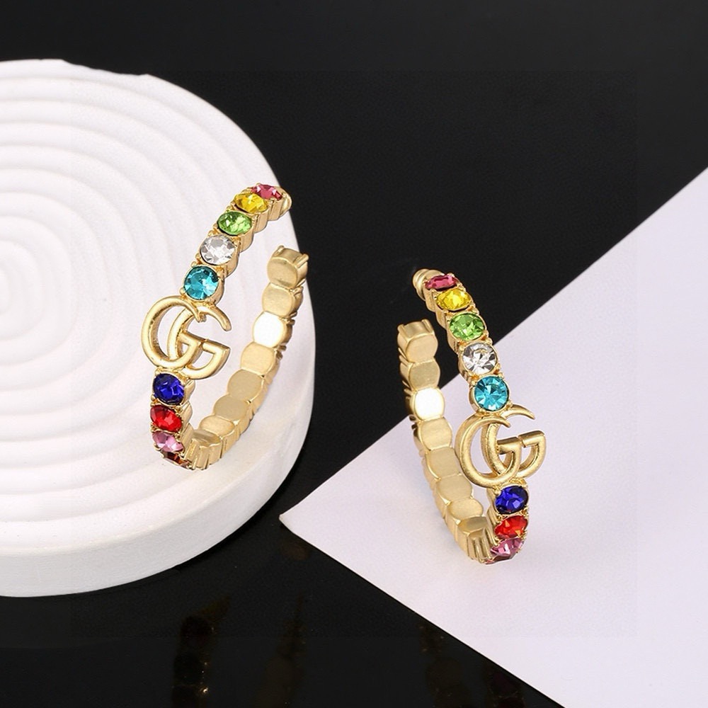 gucci interlocking multicolor crystal hoop earring