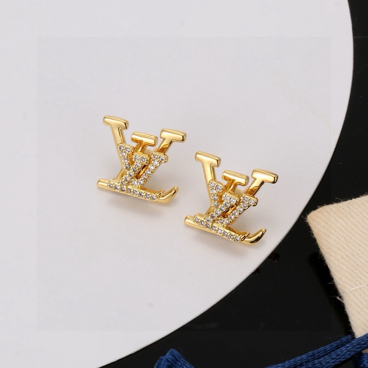 louis vuitton gold lv stud earrings
