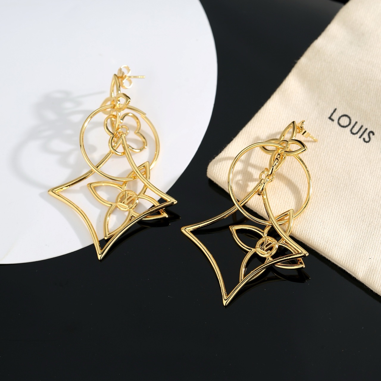 louis vuitton gold monogram flower earrings