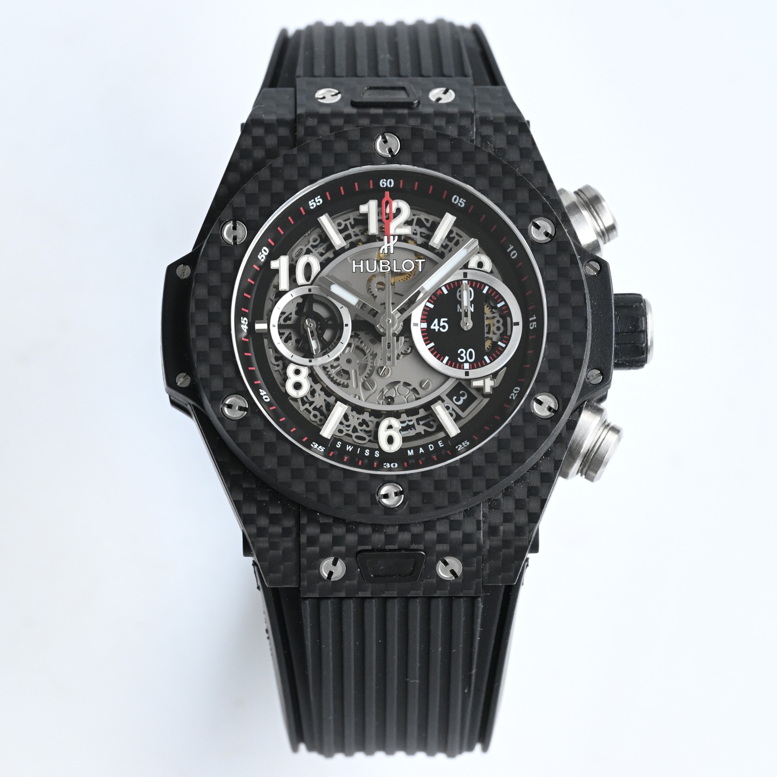 NO:158449,High-end ruthless goods are coming, HB's craftsmanship works, Hengbao's fine products are unveiled, Hublot BIG BANG series 411.NM..RX watch is equipped with manual movement mechanically modified HUB1242Unico, watch diameter 45.5 mm, carbon fiber, vibration frequency 28800, power 72 hours, imported rubber strap, HB's craftsmanship works worthy of you!  ,19860909高端狠货来袭 HB匠心之作 恒宝精品横空出世 宇舶BIG BANG系列411.NM..RX腕表 搭载手动机芯机械改装HUB1242Unico 表径45.5毫米 碳纤维 振频28800 动力72小时 进口橡胶表带 HB匠心之作 值得你拥有！,,Watch