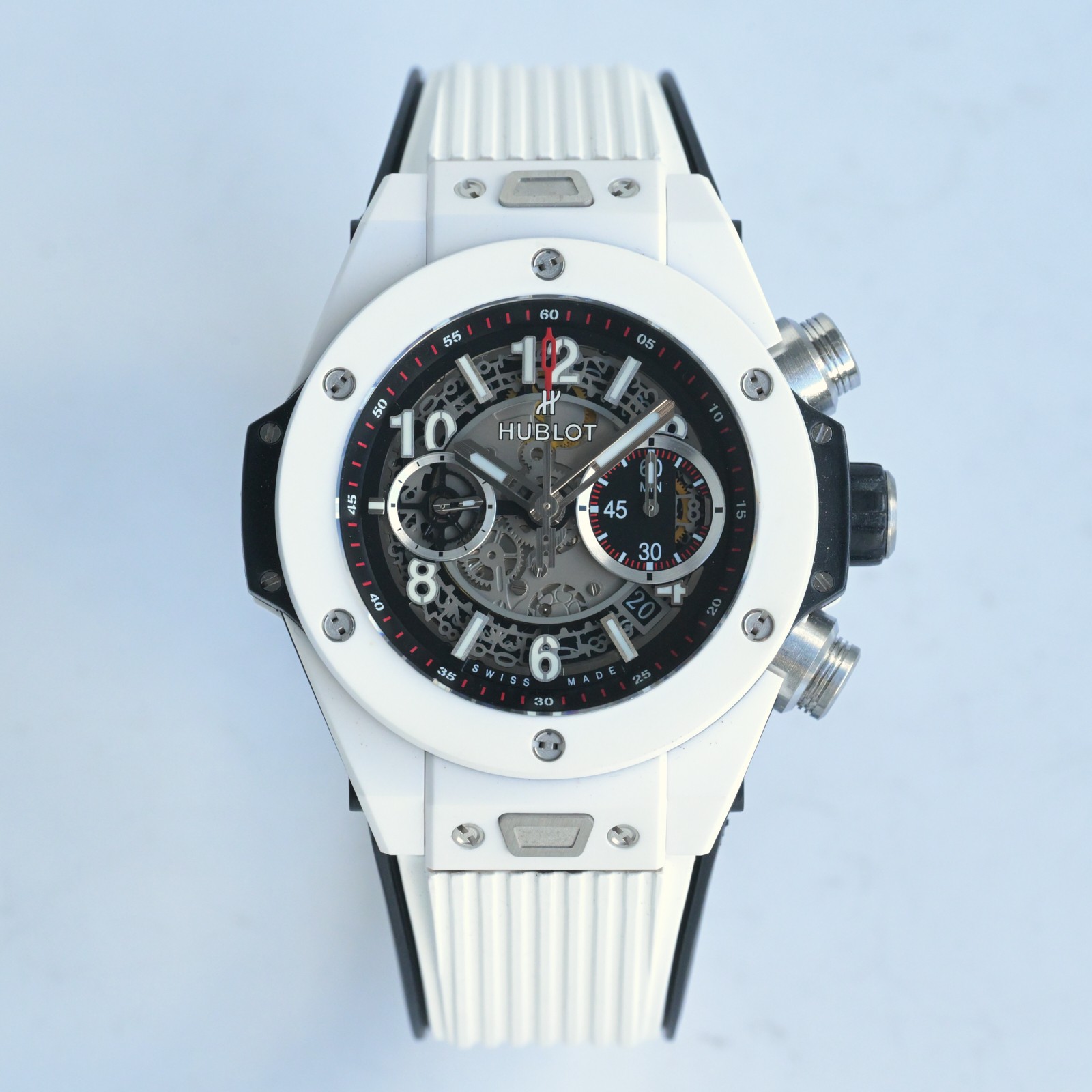 NO:725355,Drill ring +00 HB Hublot/HUBLOT T8 High-end products are coming. HB’s ingenuity, Hublot boutique is born. Hublot BIG BANG series 411.NM..RX watch equipped with manual movement mechanism, modified HUB1242Unico, table diameter 45.5mm, all-ceramic series, vibration frequency 28800, power 72 hours, imported rubber strap multi-functional mechanical watch,,19860909钻圈+00 HB 恒宝/ HUBLOT T8 高端狠货来袭 HB匠心之作 恒宝精品横空出世 宇舶BIG BANG系列411.NM..RX腕表 搭载手动机芯机械 改装HUB1242Unico 表径45.5mm 全陶瓷系列 振频28800 动力72小时 进口橡胶表带多功能机械腕表,,,Watch