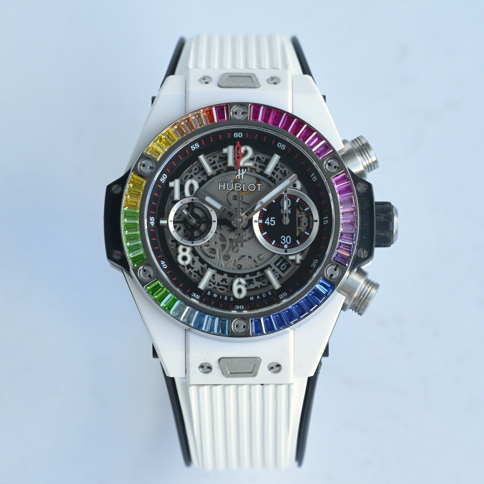 NO:386529,High-end ruthless goods are coming, HB's craftsmanship works, Hengbao's fine products are unveiled, Hublot BIG BANG series 411.NM..RX watch is equipped with manual movement mechanical modification HUB1242Unico, watch diameter 45.5 mm, full ceramic series, vibration frequency 28800, power 72 hours, imported rubber strap, HB's craftsmanship works worthy of you!  ,19860909高端狠货来袭 HB匠心之作 恒宝精品横空出世 宇舶BIG BANG系列411.NM..RX腕表 搭载手动机芯机械改装HUB1242Unico 表径45.5毫米 全陶瓷系列 振频28800 动力72小时 进口橡胶表带 HB匠心之作 值得你拥有！,,Watch