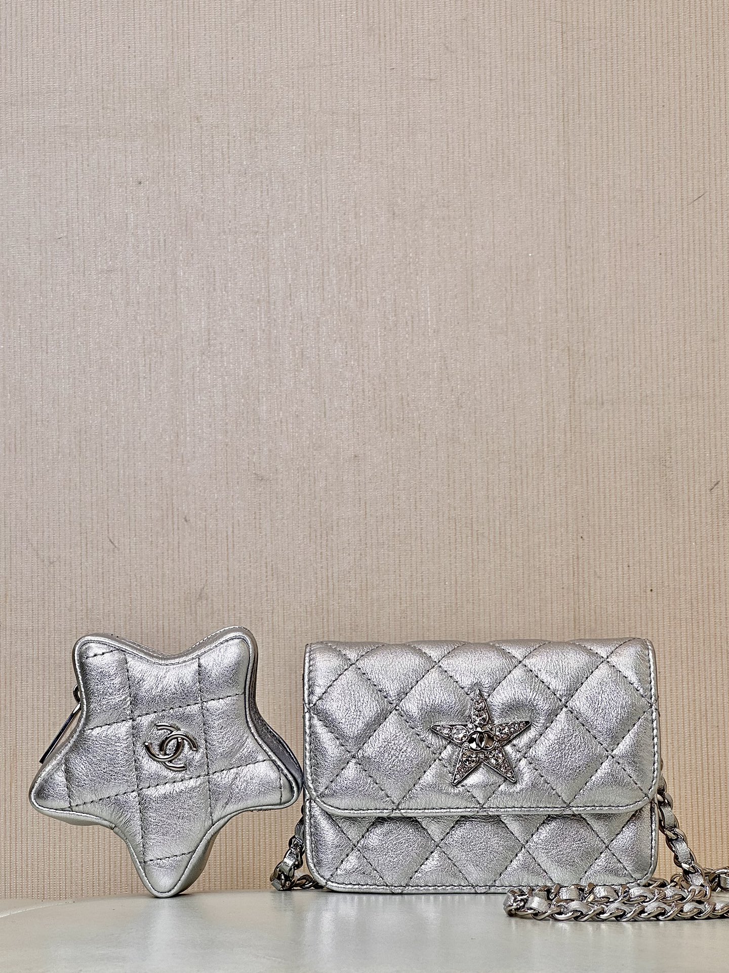 CHANEL срэбная зорачка-падвеска кашалёк mini поясная сумка авечка скура мяккая універсальная-топ якасць